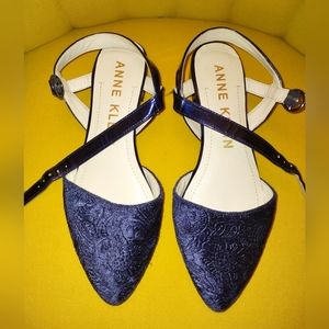 Anne Klein Velvet Embossed Pointed Toe Flats (Odell)
